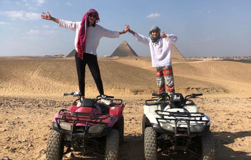 ATV Quad Bike at Sahara Desert pyramids view