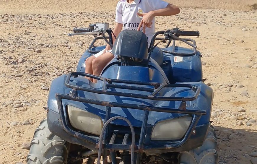 ATV Quad Bike at Sahara Desert pyramids view