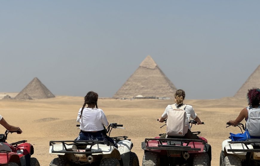 ATV Quad Bike at Sahara Desert pyramids view