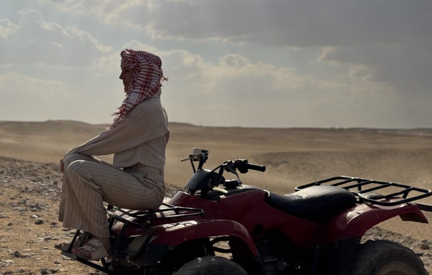 ATV Quad Bike at Sahara Desert pyramids view