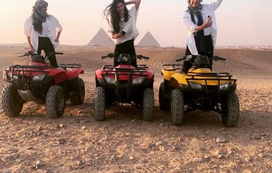 ATV Quad Bike at Sahara Desert pyramids view