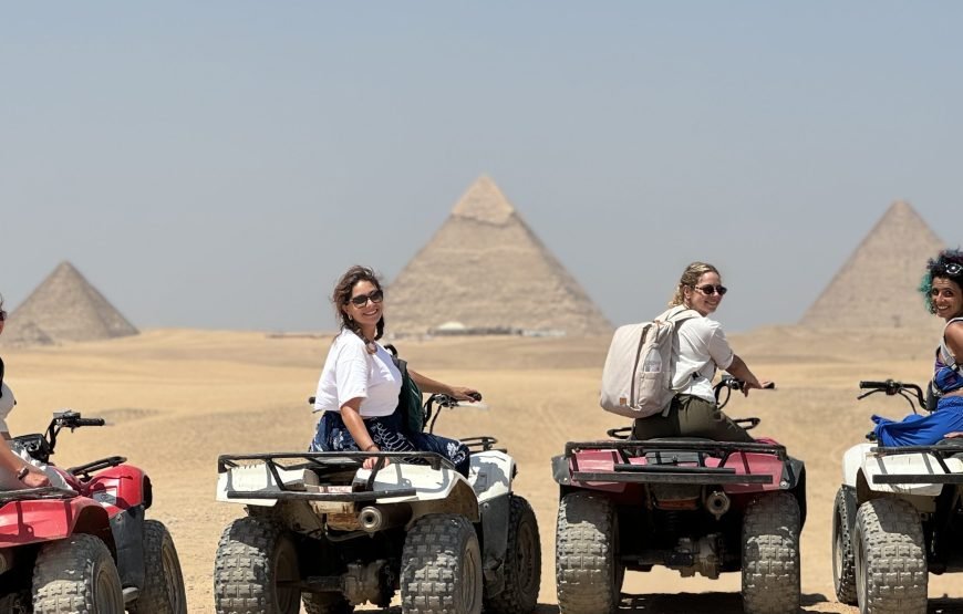 ATV Quad Bike at Sahara Desert pyramids view
