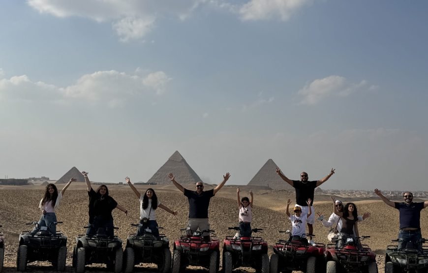 ATV Quad Bike at Sahara Desert pyramids view