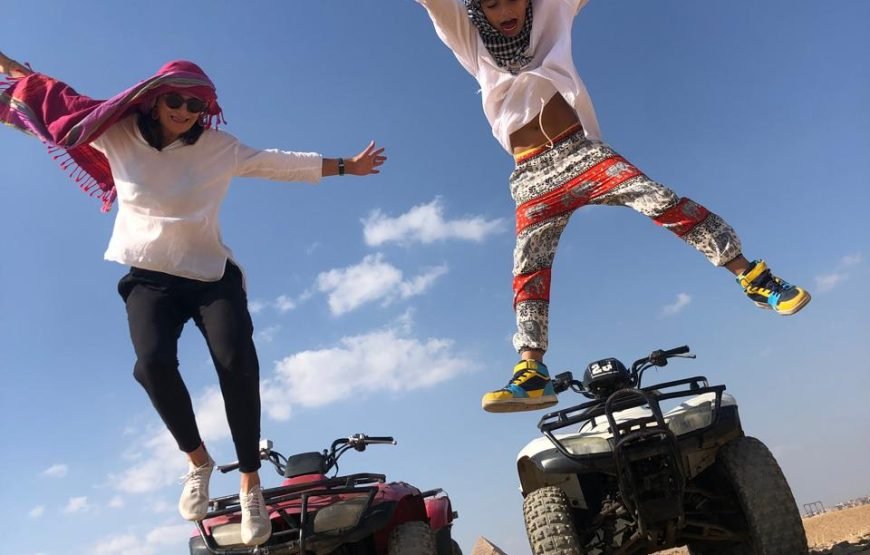 ATV Quad Bike at Sahara Desert pyramids view
