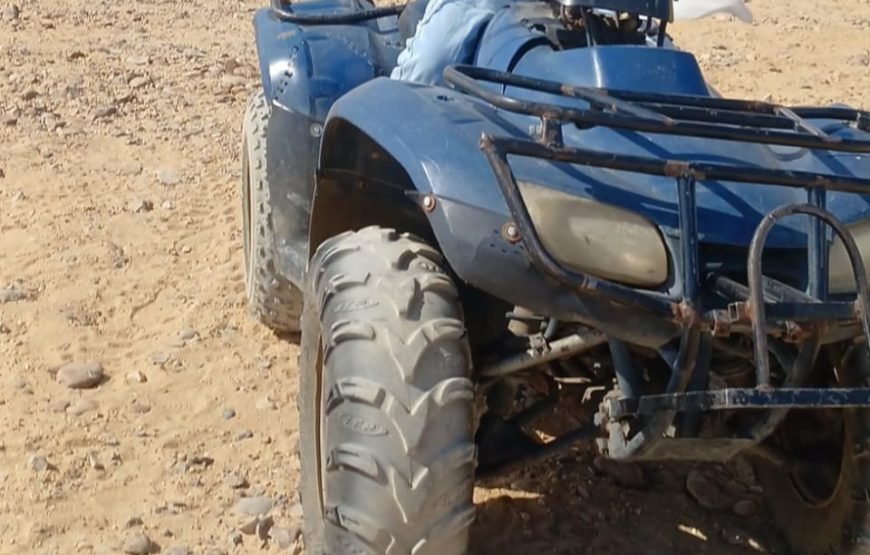 ATV Quad Bike at Sahara Desert pyramids view